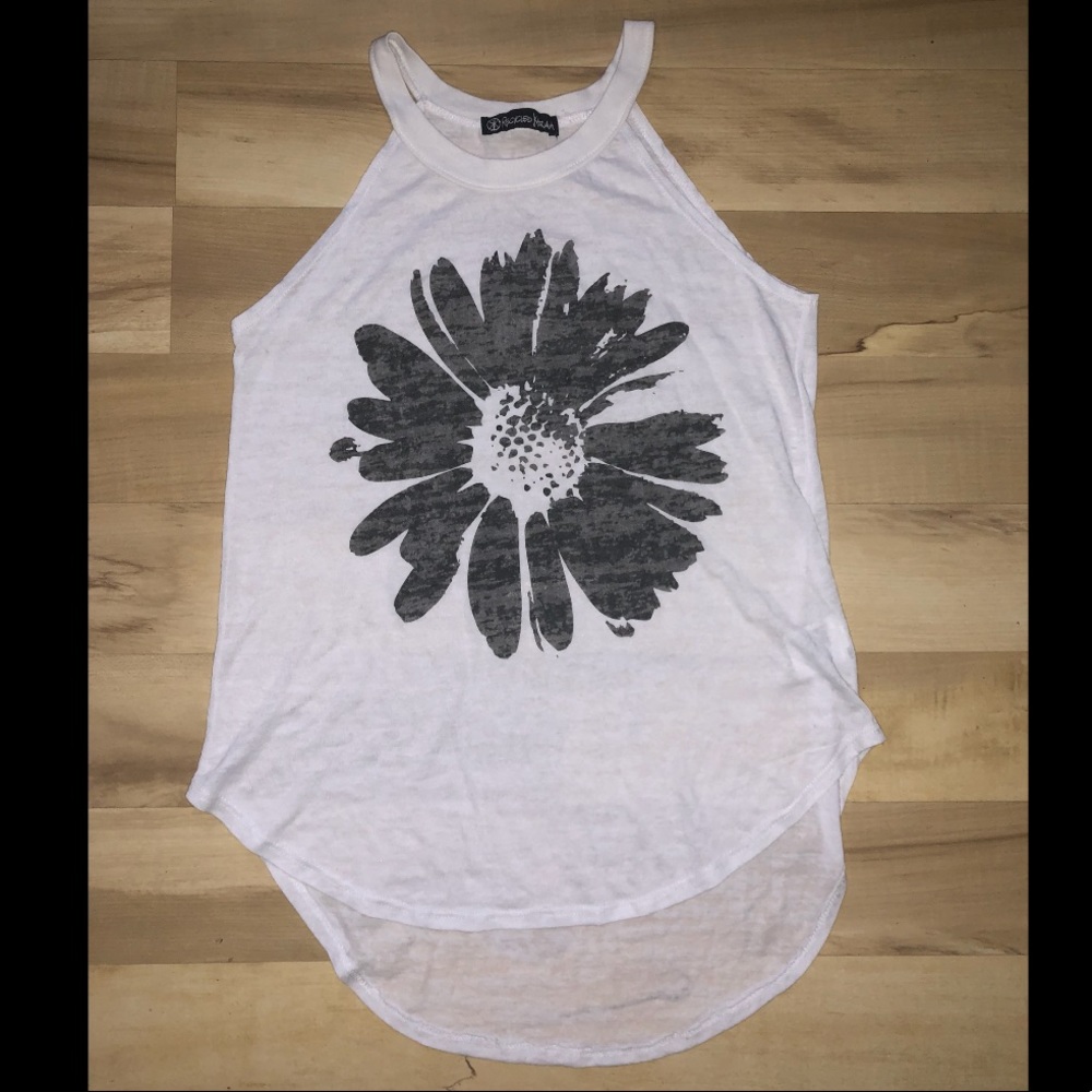 Black & White Sunflower Graphic Halter Tank